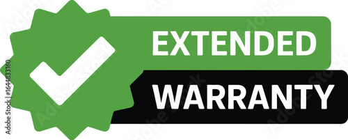 Green checkmark badge with extended warranty text on white background