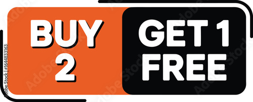 Buy two get one free promotional offer graphic with bold text