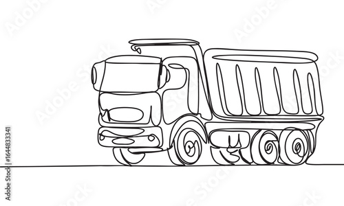 Line Art Dump Truck Silhouette