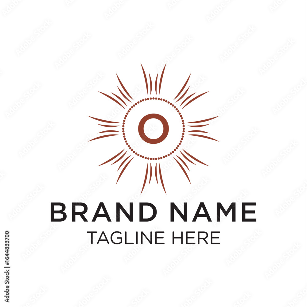 Fototapeta premium Initial letter O serif font logo design, green nature graphic icon concept