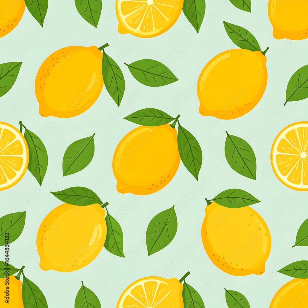 Obraz premium Lemon pattern on light mint