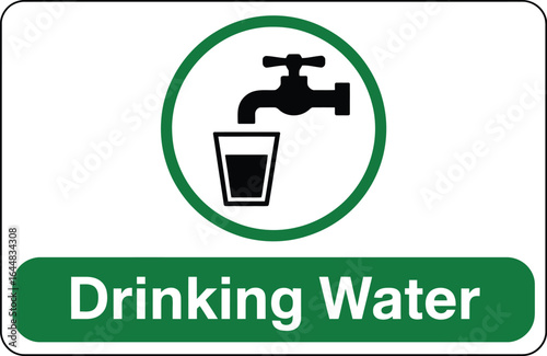 Iconic graphic symbol indicating safe drinking water availability from a tap and glass