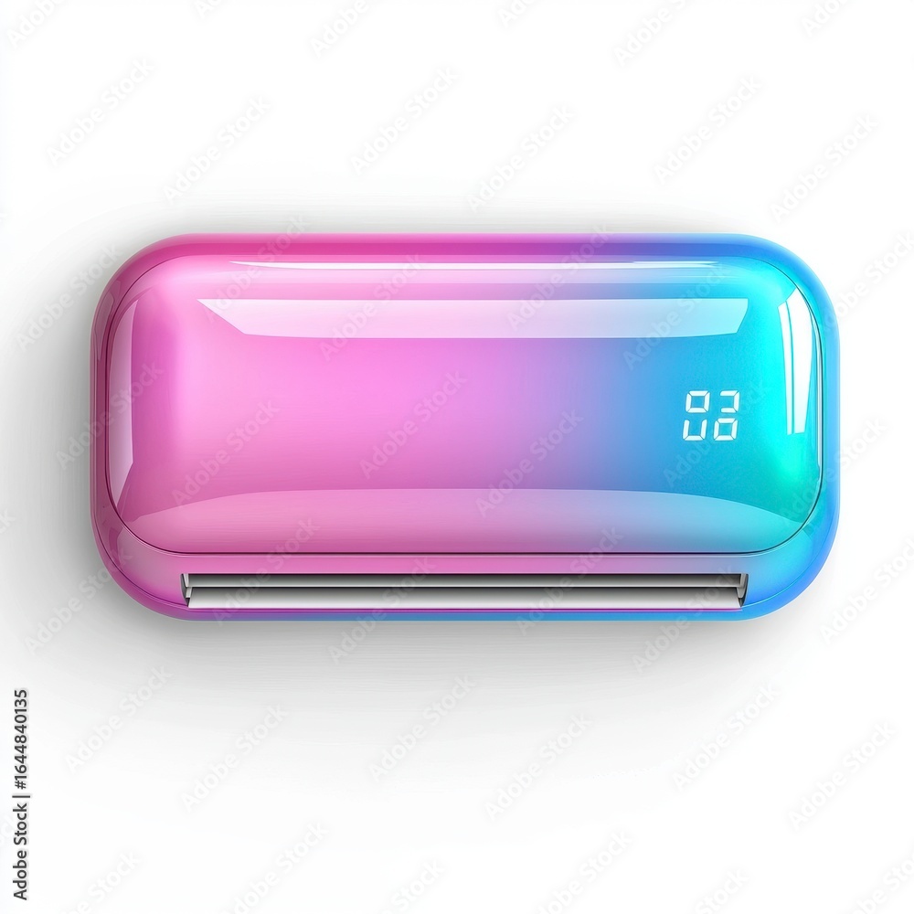 Fototapeta premium Iridescent Pink and Blue Charging Case with Digital Display