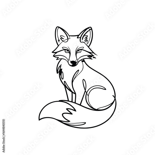Elegant fox sitting with bushy tail and pointed ears animal wildlife