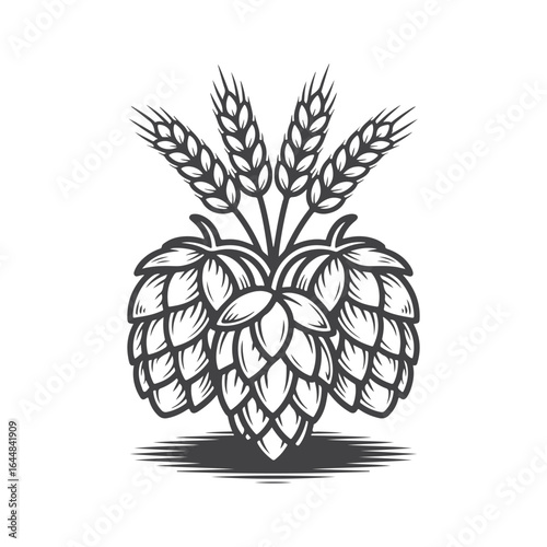 Barley and Hops Emblem grain plant