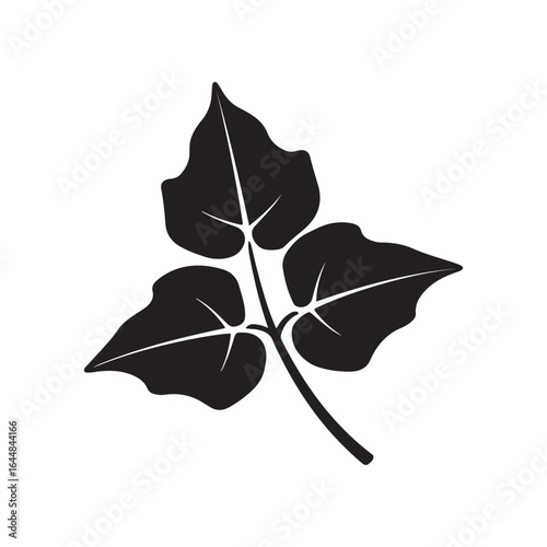Poison Ivy Plant Silhouette Vector - Dangerous Botanical Allergen