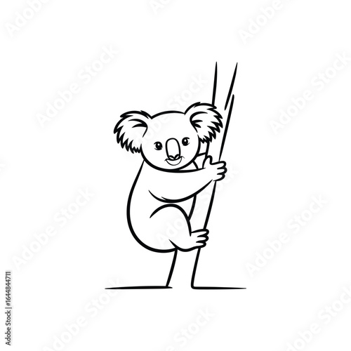 Cute koala clinging to a tree branch animal climbing