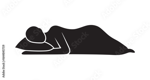 Sleeping Person in Bed Silhouette - Rest and Relaxation Vector