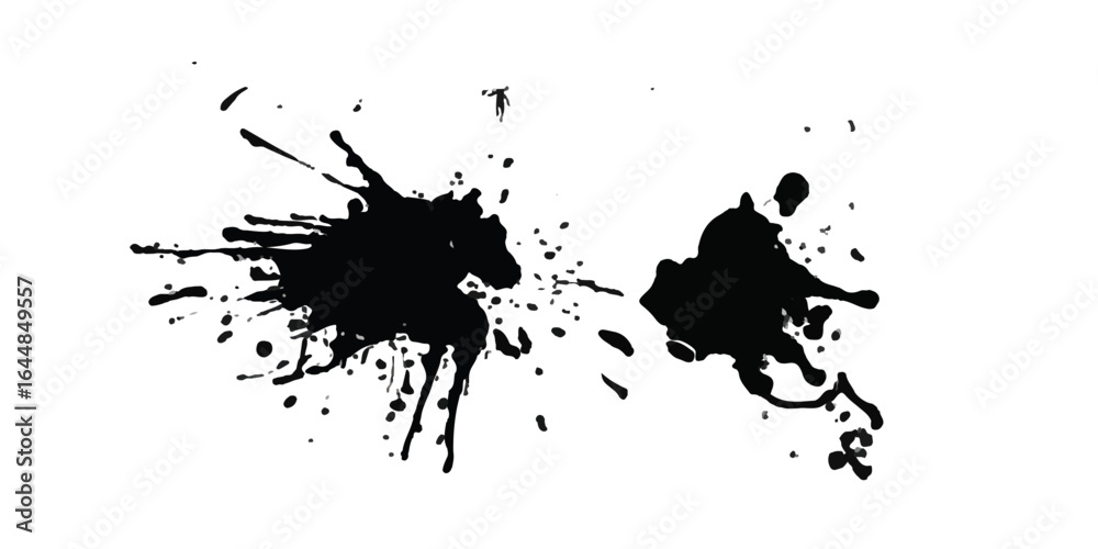 Naklejka premium Abstract Black and White Ink Splats Creating a Grunge. ink splat 