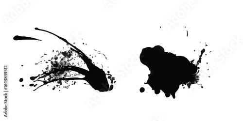 ink blots and splats. detailed ink splats Hyperrealistic Highly Detailed Isolated On Transparent Background	