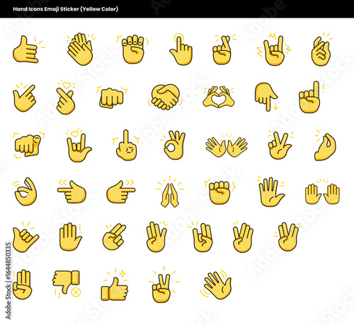 Hand Icons Emoji Sticker (Yellow Color)