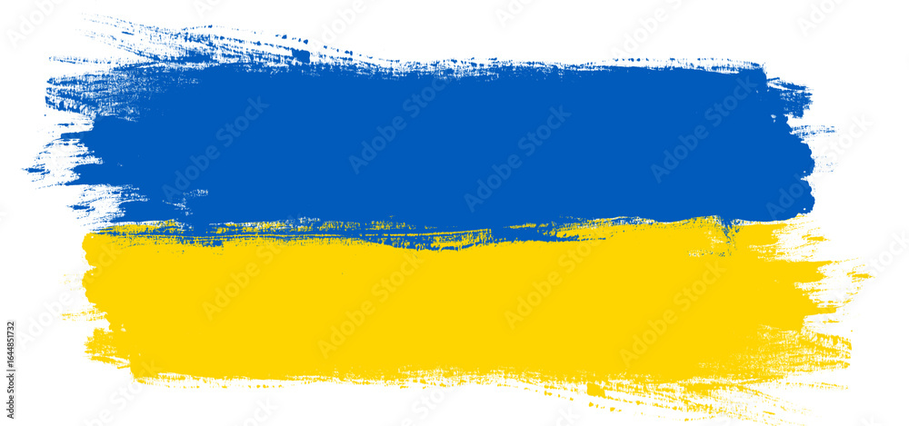 Obraz premium Abstract Brush Stroke Texture Featuring the National Flag of Ukraine in Bright Blue and Yellow for Artistic and Patriotic Themes