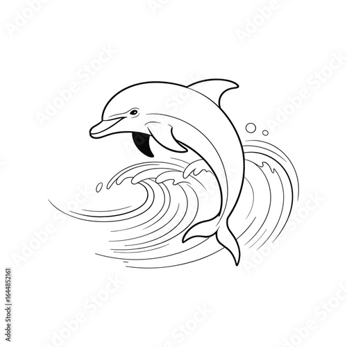 Playful dolphin leaping through ocean waves water