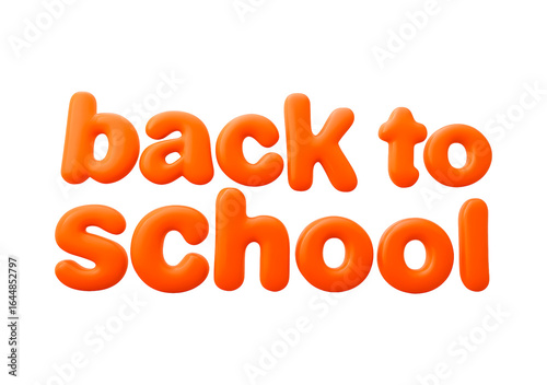 Bold orange back to school text with playful 3d effect on transparent background, PNG