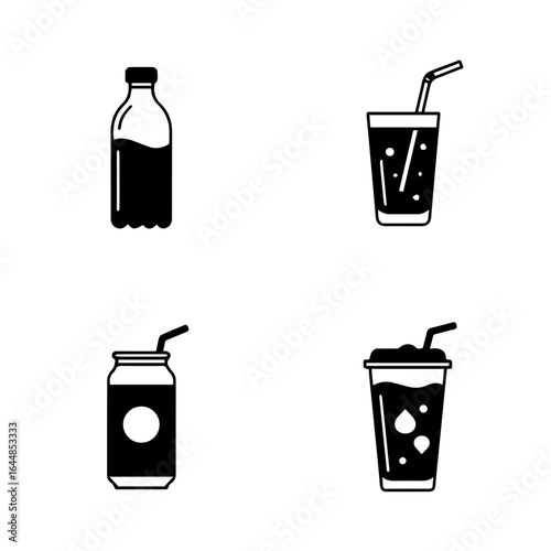 Soft Drink and Beverage Glass Icon Set