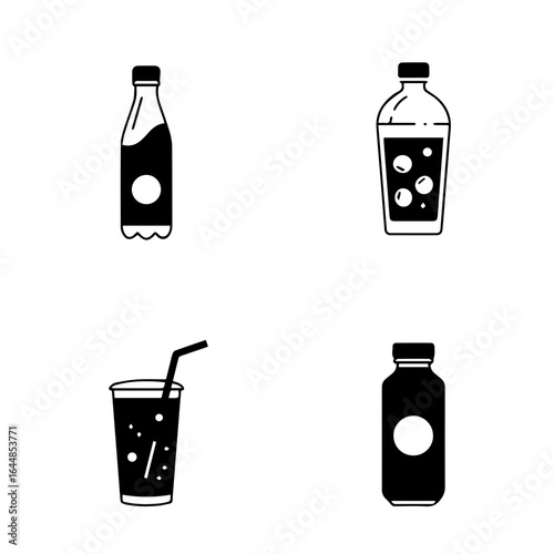Soft Drink and Beverage Bottle Icon Set