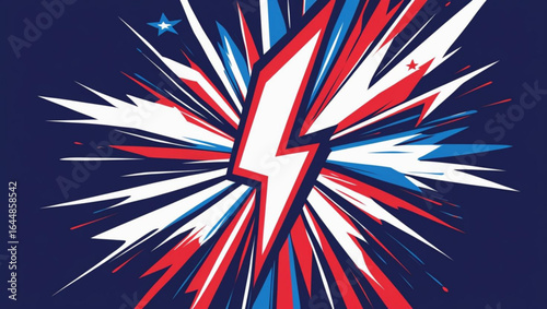Dynamic Patriotic Explosion with Lightning Bolt