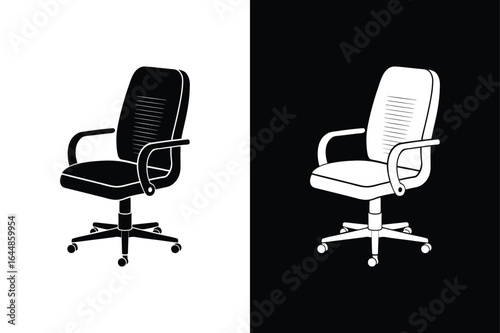 Black and White Office Chair Silhouette Vector for Workspace Design