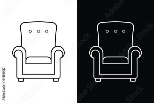 Recliner Chair Vector Illustration in Simple Line Icon Style