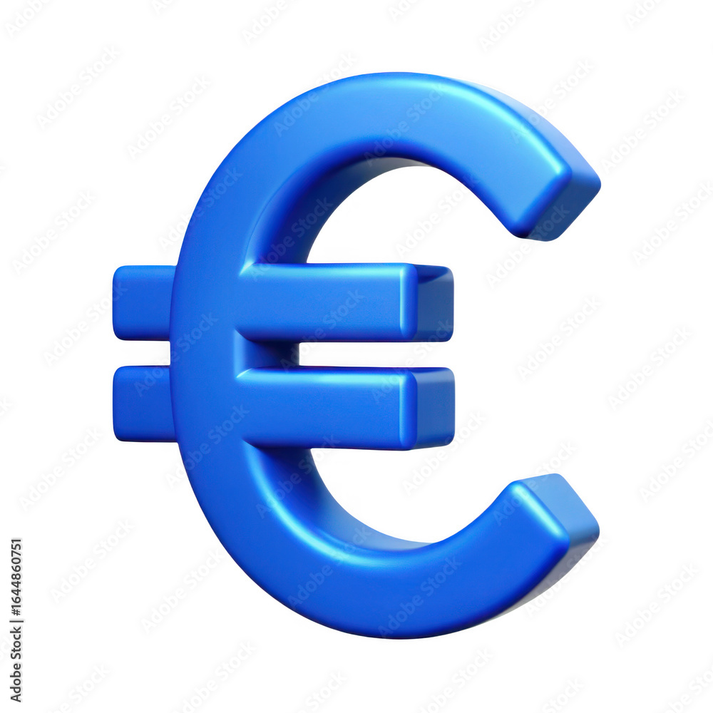 Obraz premium 3d blue euro symbol isolated on transparent background