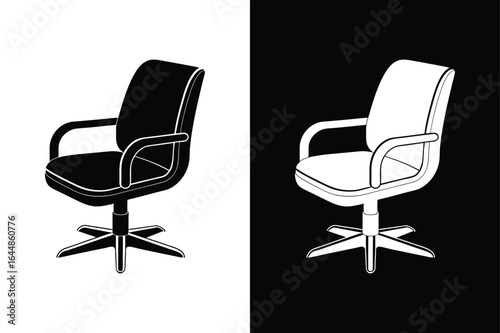 Black and White Swivel Chair Silhouette Icon for Furniture Design