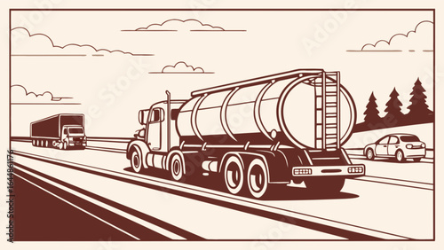 Trucking industry transportation logistics freight semi tanker truck highway delivery transport vehicle
