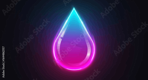 Luminescent teardrop with ethereal glow, gradient of teal and fuchsia