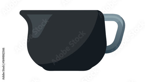 Black ceramic creamer pitcher vector illustration for coffee and tea service design element art