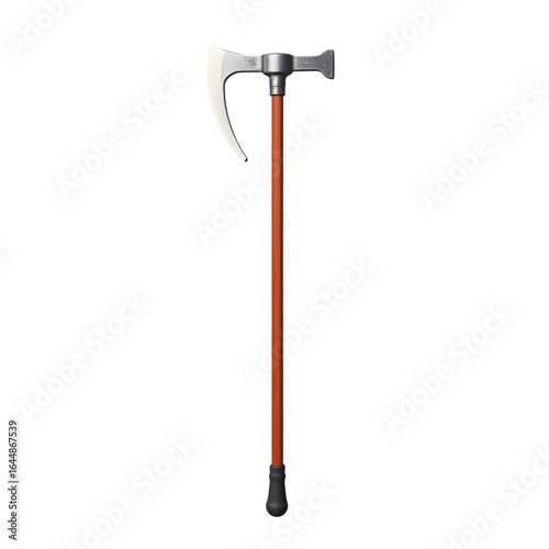 Stylized mountaineering ice axe in flat vector design, adventure gear