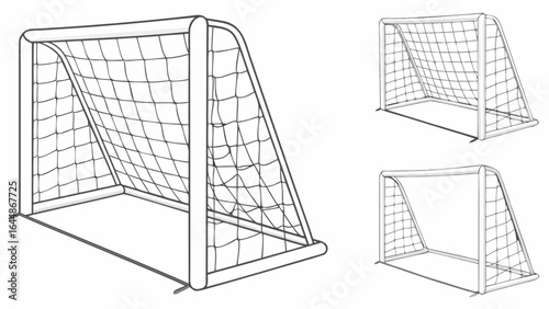 Soccer goal net vector illustration for sports equipment and game design template outline drawing style art 100