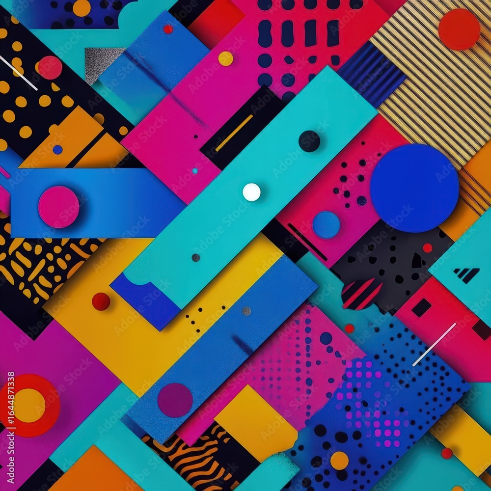 Aerial abstract view of a festive celebration with bold geometric patterns and vibrant isolated gradients ideal for banners