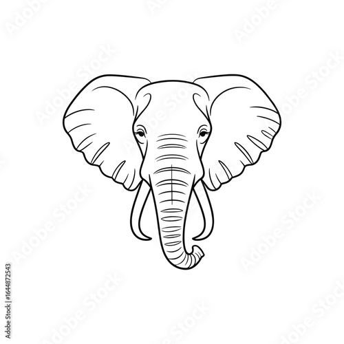 Majestic elephant head with large tusks and ears animal wildlife