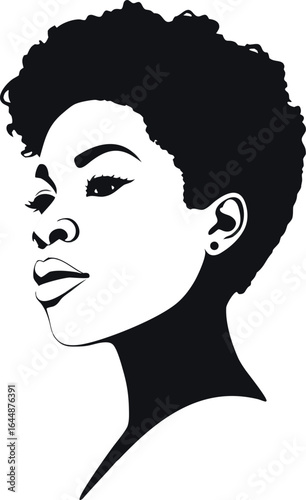 Elegant silhouette of a woman and girl in profile with flowing hair in a stylish black vector illustration