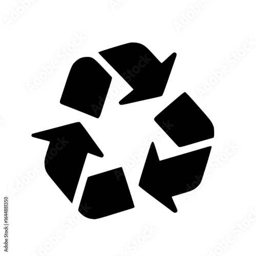 recycling black vector icon on transparent background 