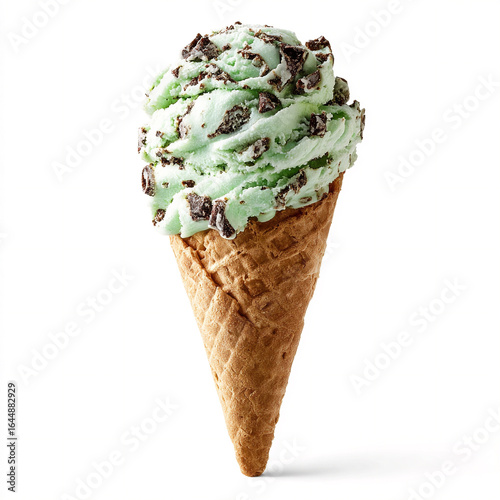 Mint chocolate chip ice cream cone