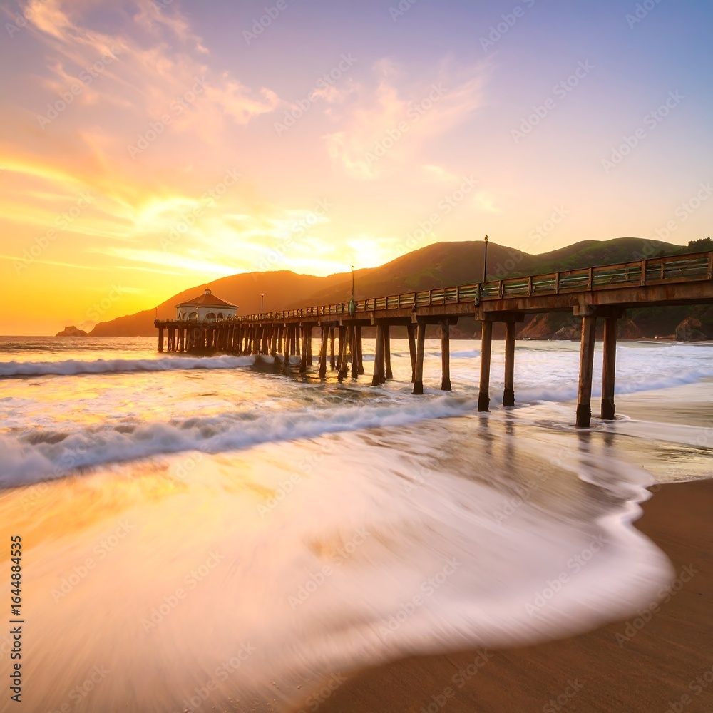 Obraz premium Golden sunset pier (1)