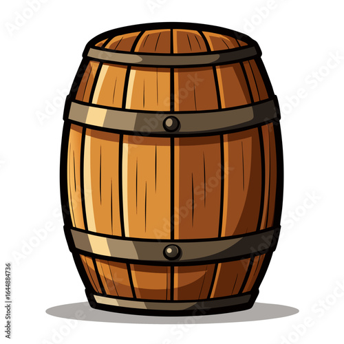 Detailed Whisky Barrel with Wooden Texture on White Background
