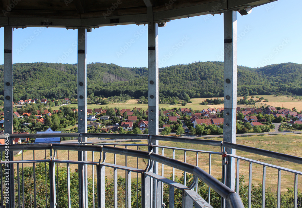 Fototapeta premium Aussichtsplattform, Turm, Aussicht, Wald,. Natur, Dorf