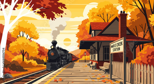 An Old Train Station in Autumn