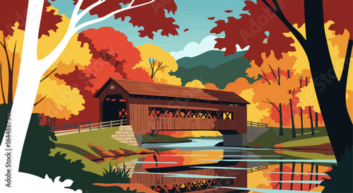 A Covered Bridge in Autumn