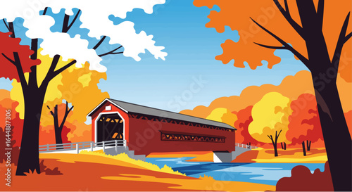A Covered Bridge in Autumn