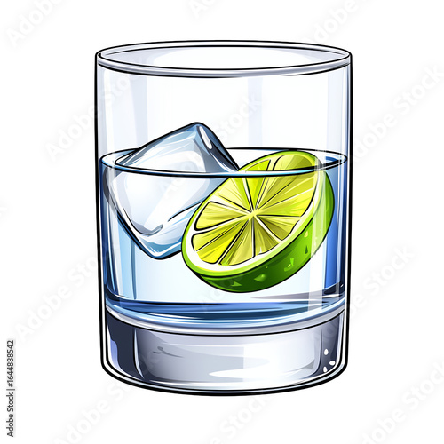 Refreshing Lime Cocktail in a Clear Glass with Ice