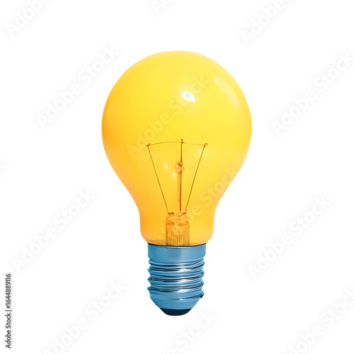 A classic glowing yellow light bulb, a universal symbol for a new idea, innovation, and creativity. Perfect for concepts related to problem-solving, inspiration, and energy.