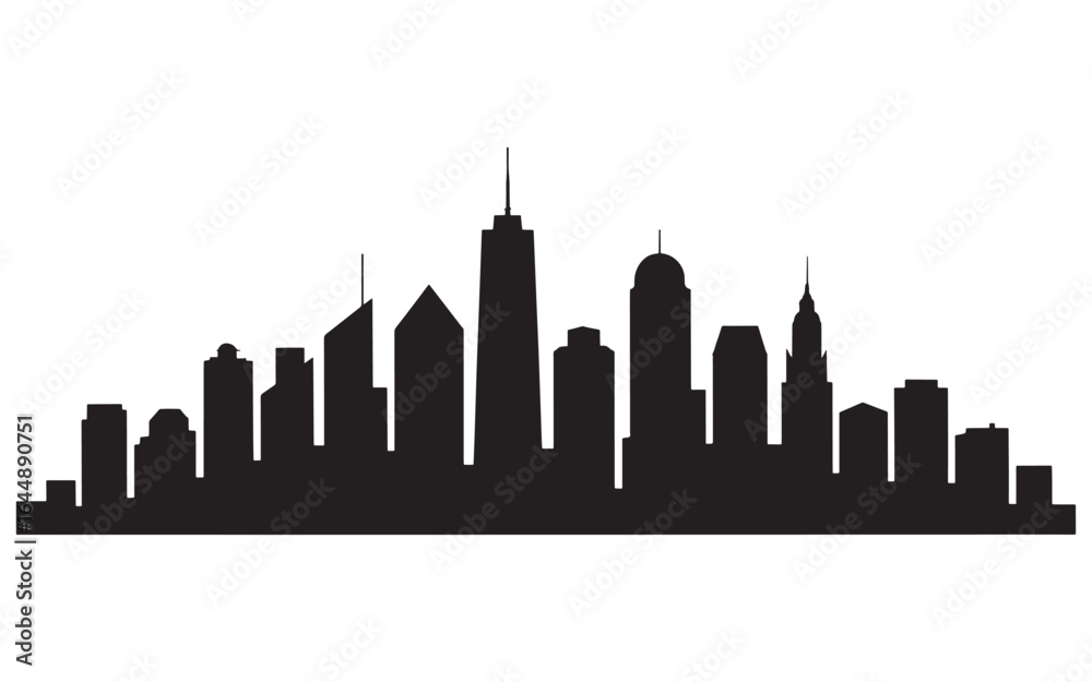 Obraz premium Silhouetted Skyline Against a White Background Capturing the Architectural Beauty and Urban Essence of a Modern City Landscape View