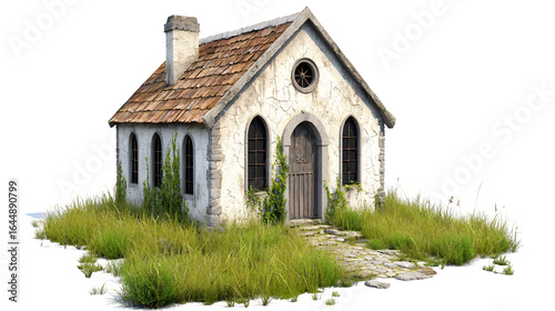 Rustic Stone House in Overgrown Field