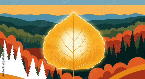 Golden Aspen Leaf Glow - Retro Autumn Light