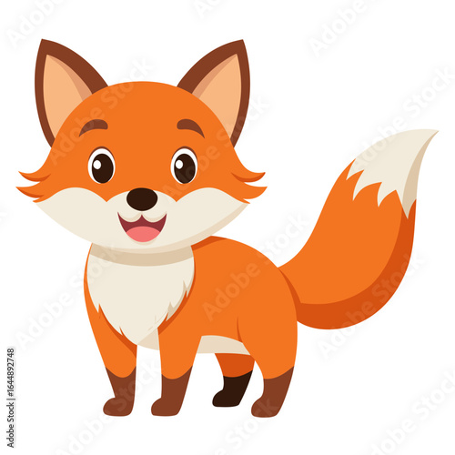 Cute cartoon fox isolated on white background