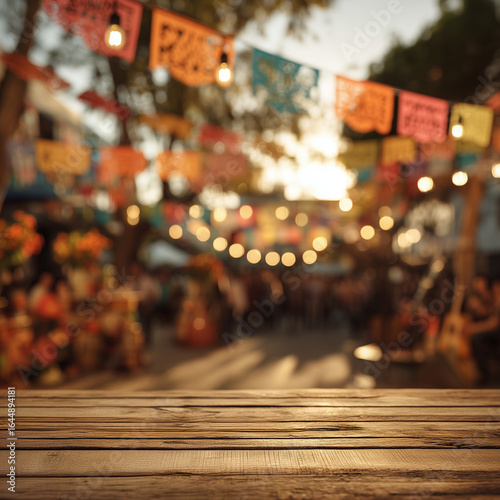 Wallpaper Mural Mexican Festival Product Mockup Template – Rustic Wooden Table with Colorful Papel Picado and String Lights for Branding, Packaging, or Design Showcase Torontodigital.ca
