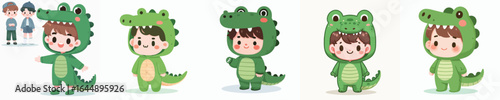 vector of a child in a crocodile costume