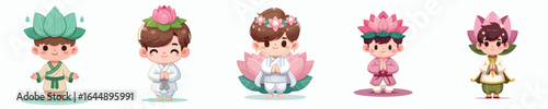 vector of a child in a lotus costume